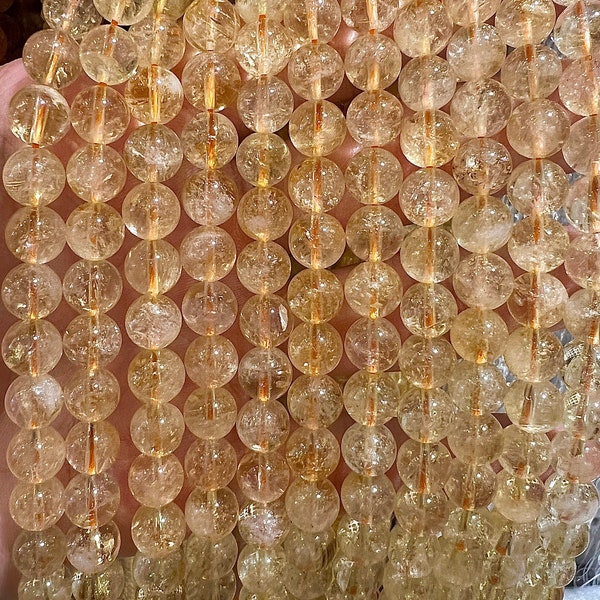 90 perles Citrine en 4mm, 6mm (x63), 8mm (x48), 10mm (x38) Grade AAA, perle pierre naturelle, perle en citrine naturelle