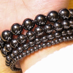 Hämatitarmband aus Naturperlen 4/6/8/10/12 mm