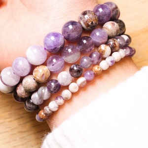 Chevron Amethyst Armband aus Naturperlen 4/6/8/10 mm