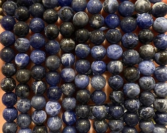 90 Sodalite pearls in 4mm, 6mm (x63), 8mm (x48), 10mm (x38) Grade AAA, semi precious stone pearl, natural sodalite pearl