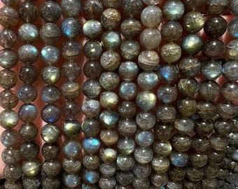 90 natural Labradorite pearls in 4mm, 6mm (x63), 8mm (x48), 10mm (x38) Grade AAA+, smooth semi precious stone pearl, Labradorite pearl