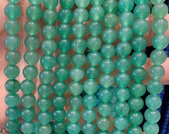 90 Natural green aventurine pearls in 4mm, 6mm (x63), 8mm (x48), 10mm (x38) Grade AAA, semi precious stone bead, stone wholesaler