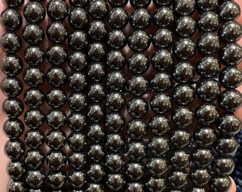 90 magnetic Hematite beads in 4mm, 6mm (x63), 8mm (x48), 10mm (x38) Grade AAA, semi precious stone bead, natural Hematite bead
