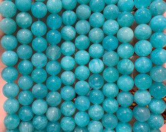90 Amazonite beads from Peru in 4mm, 6mm (x63), 8mm (x48), 10mm (x38) Grade AAA+, semi-precious stone beads, natural amazonite beads