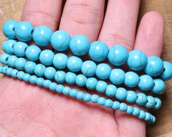 Bracelet Howlite turquoise en perles naturelles 4/6/8/10 mm