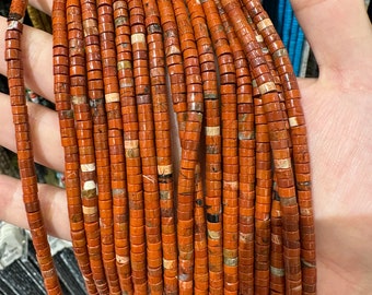 Heishi bead in red Jasper 4x2 mm, natural stone heishi bead