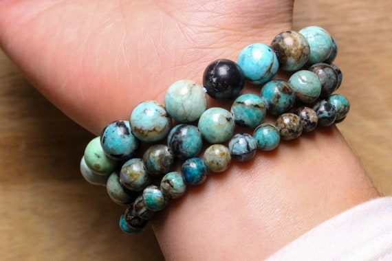 Bracelet Opale bleue des Andes en perles naturelles 4/6/8/10 mm