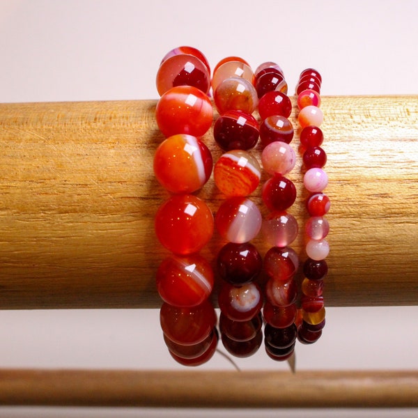 Bracelet Agate rouge en perles naturelles 4/6/8/10 mm