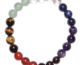 10:10 Bracciale 7 Chakra In Pietre Naturali E Acciaio Inox - Fatto A Mano In Italia - Regolabile 16-20 Cm - 4