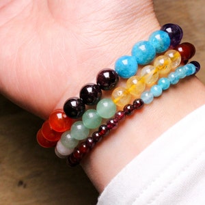 7 Chakren Ein Armband aus Naturperlen 4/6/8/10 mm