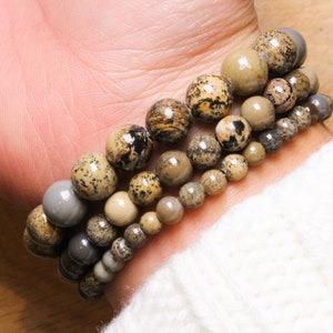 Monochromes Jaspis-Armband aus Naturperlen 4/6/8/10/12 mm