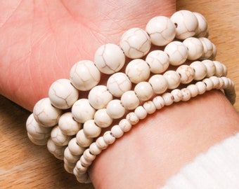 Bracelet Magnesite en perles naturelles 4/6/8/10/12 mm