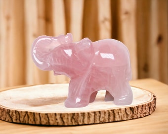 Natural stone rose quartz elephant figurine