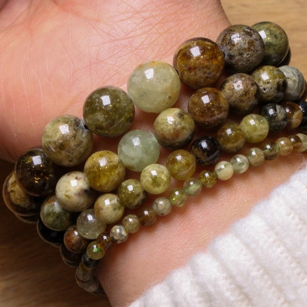 Bracelet grenat vert en perles naturelles 4/6/8/10 mm