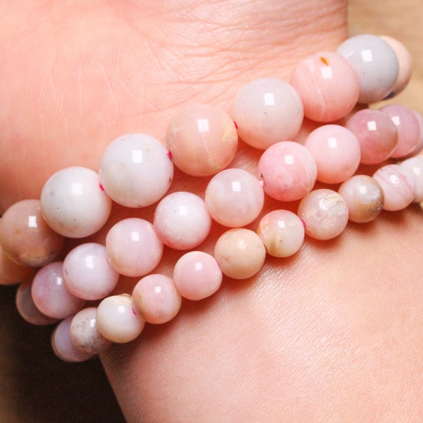 Bracelet Opale rose des Andes en perles naturelles 4/6/8/10 mm