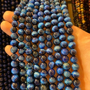 90 blue tiger's eye beads in 4mm, 6mm (x63), 8mm (x48), 10mm (x38) Grade AAA+, smooth semi-precious stone bead, tiger's eye stone