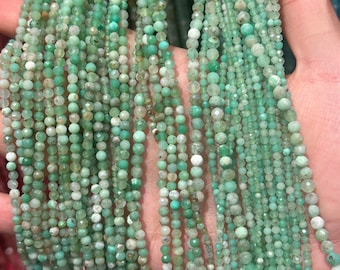 x 1 strand Chrysoprase 250 faceted beads in 1.5-2mm 2.5-3mm(150) 3.5-4mm(110) semi-precious round faceted natural stone for jewelry