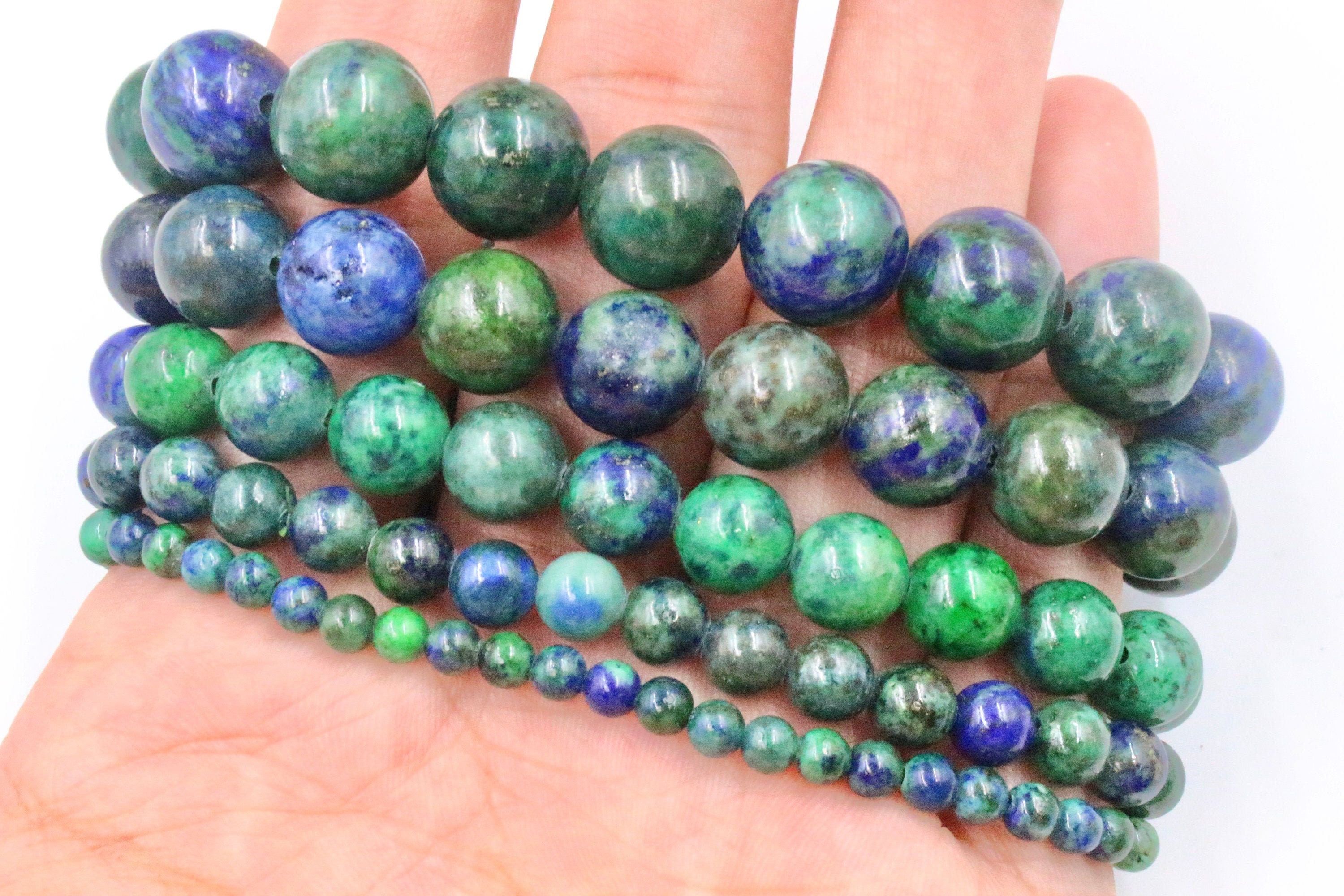Azurite Malachite Round Beads Bracelet Men - Temu