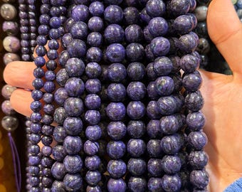90 natural Charoite beads in 4mm, 6mm (x63), 8mm (x48), 10mm (x38) Grade AAA, semi-precious stone beads, stone wholesaler