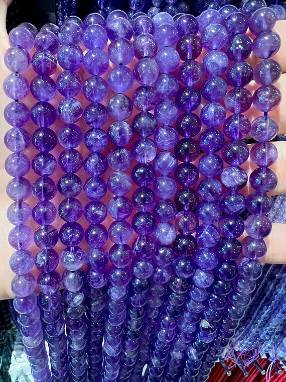 90 Natural Amethyst Beads in 4mm, 6mm (x63), 8mm (x48), 10mm (x38