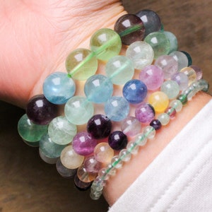 Mehrfarbiges Fluorarmband aus Naturperlen 4/6/8/10 mm