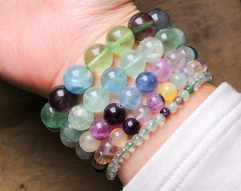 Multicolored Fluorine bracelet in natural pearls 4/6/8/10 mm