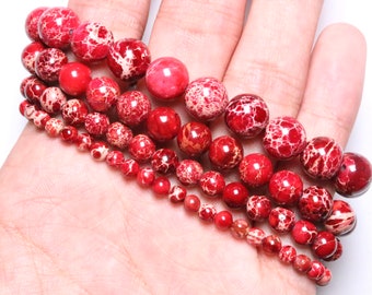 Red Imperial Jasper Bracelet in Natural Pearls 4/6/8 mm