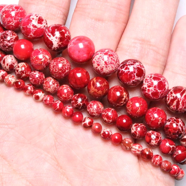 Bracelet Jaspe impérial rouge en perles naturelles 4/6/8 mm