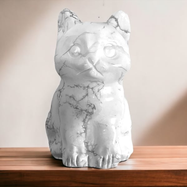 Sculpture de chat animaux en howlite