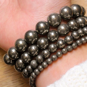 Pyrit-Armband aus Naturperlen 4/6/8/10/12 mm