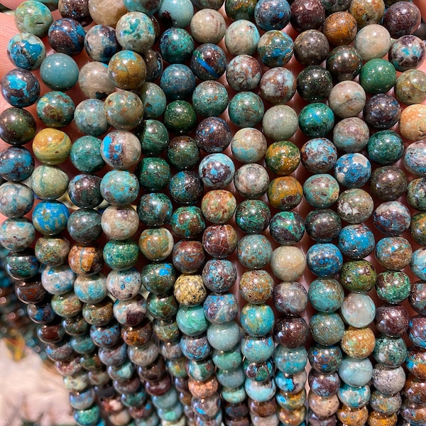 90 natural AAA Chrysocolla beads in 4mm, 6mm (x63), 8mm (x48), 10mm (x38) Grade AAA, semi precious stone bead, stone wholesaler