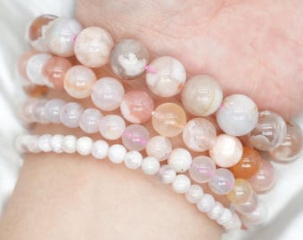 桜瑪瑙〜18cmブレスレット〜6mmまたは8mm丸ビーズ〜天然石 - Etsy 日本