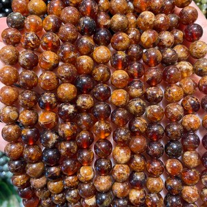 90 Orange Garnet beads in 4mm, 6mm (x63), 8mm (x48), 10mm (x38) Grade AAA, natural stone bead, natural almandine garnet bead