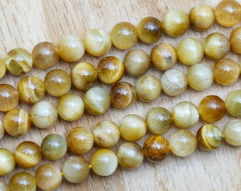 90 Golden Tiger's Eye beads in 4mm, 6mm (x63), 8mm (x48), 10mm (x38) Grade AAA, smooth semi-precious stone beads, tiger's eye beads