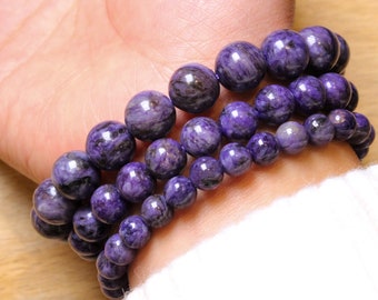 Charoite bracelet in natural pearls 4/6/8/10 mm