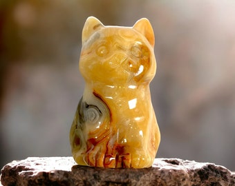クレイジーアゲートの猫の置物 - Etsy 日本
