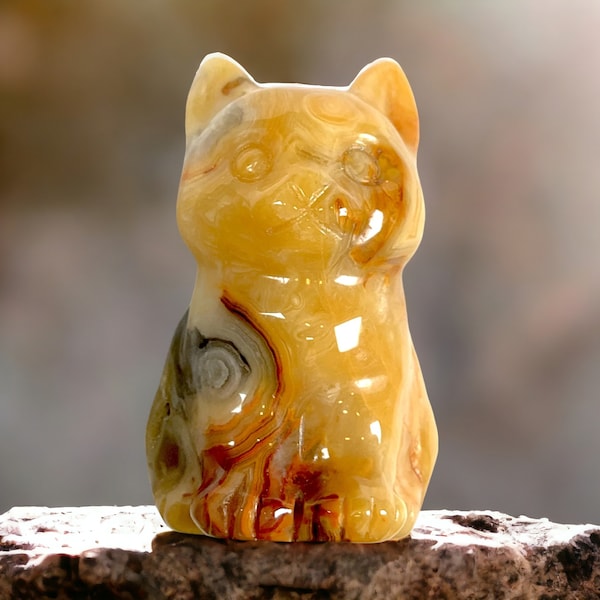 Sculpture de chat animaux en agate crazy