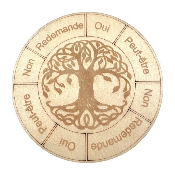 Planche de pendule de radiesthésie pour question arbre de vie en bois 10 cm