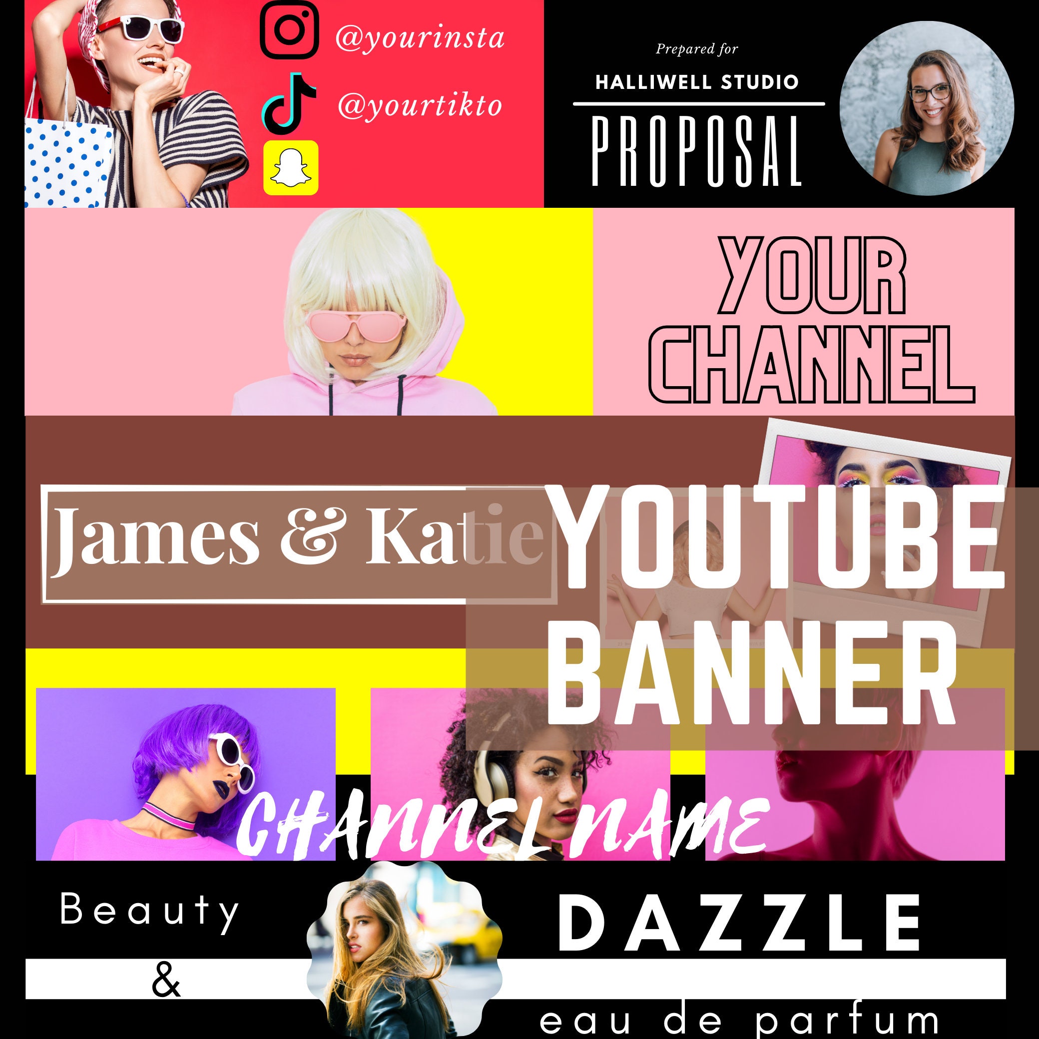 5 Youtube Banner Template Canva Template Youtube brand | Etsy