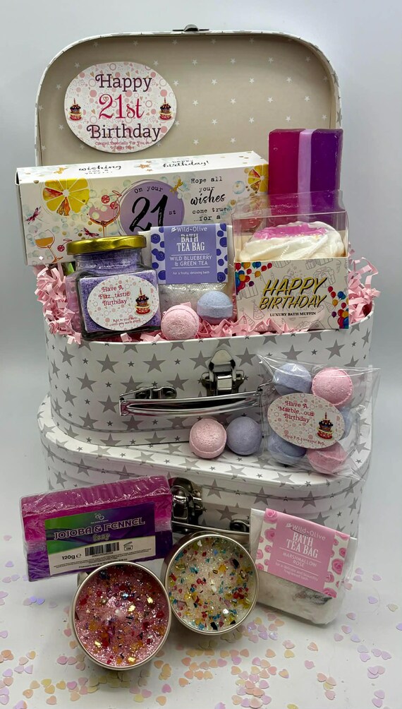 Ladies 21st Birthday Gift Box | Girls 21st Birthday Present | Seriously Scented Candles | Ladies Pamper Spa Hamper | 21st Present For Her