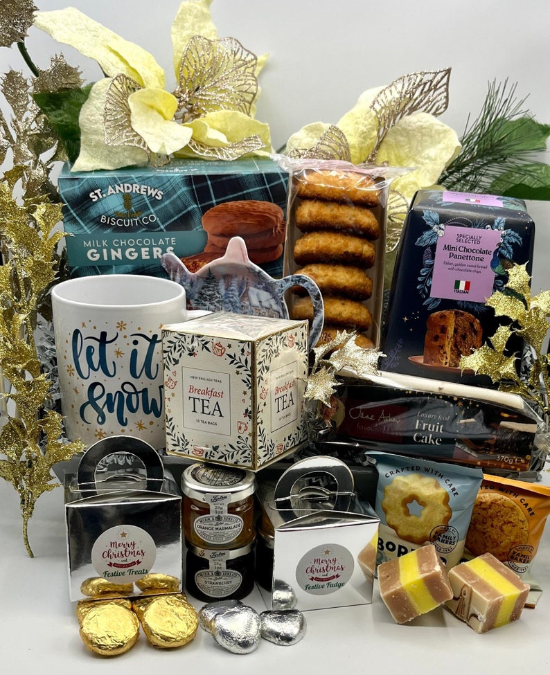 Luxury Christmas TEA HAMPER Gift Box to Share Xmas Let It Etsy UK