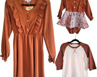 Toffee Brown Matching Mommy & Me Dress, Matching Dresses, Family Photoshoot, Mother and Son, Mom and Infant, Mother's Day, Family Photoshoot