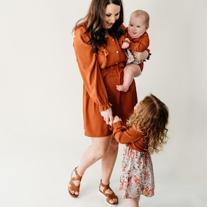 Toffee Brown Matching Mom and Me Dress, Mommy and Me Dress, Matching Dresses, Family Photoshoot, Mother & Son, Mom and Infant, Mother's Day