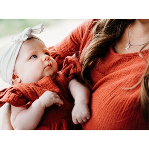 Rust Colored Midi High Low Mommy & Me Dresses-Matching Dresses-Family Photoshoot-Mommy and Me Dresses-Mom and Baby- Mother's Day Gift