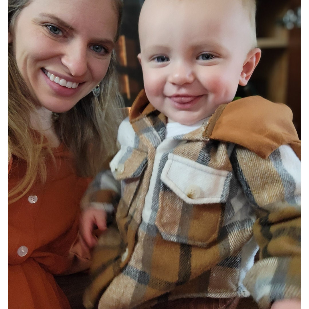 Baby Flannel Jacket, Brown Plaid Flannel, Gender Neutral