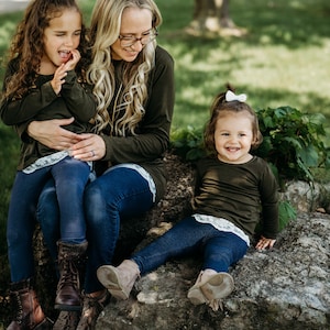 Matching Mommy & Me Outfits, Olive Green Top, Mother daughter, Mom and Baby, Family Matching, Boy, Mother's Day Gift, Mommy and Son