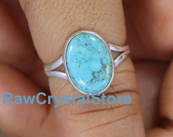 Natural Turquoise Ring: Handmade 925 Sterling Silver, December Birthstone