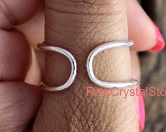 Knuckle Ring: Silver Midi Ring, 925 Sterling Silver Ring, Open