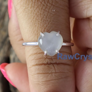 Anillo de piedra lunar, Anillo de corazón, Anillo de piedra preciosa de corazón de piedra lunar, Anillo de plata 925, Anillo de regalo de San Valentín para ella, Anillo delicado, Anillo de promesa de niñas