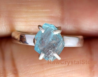 Apatite Women Ring 925 Silver Ring Raw Apatite Natural Apatite Ring Gemstone Ring